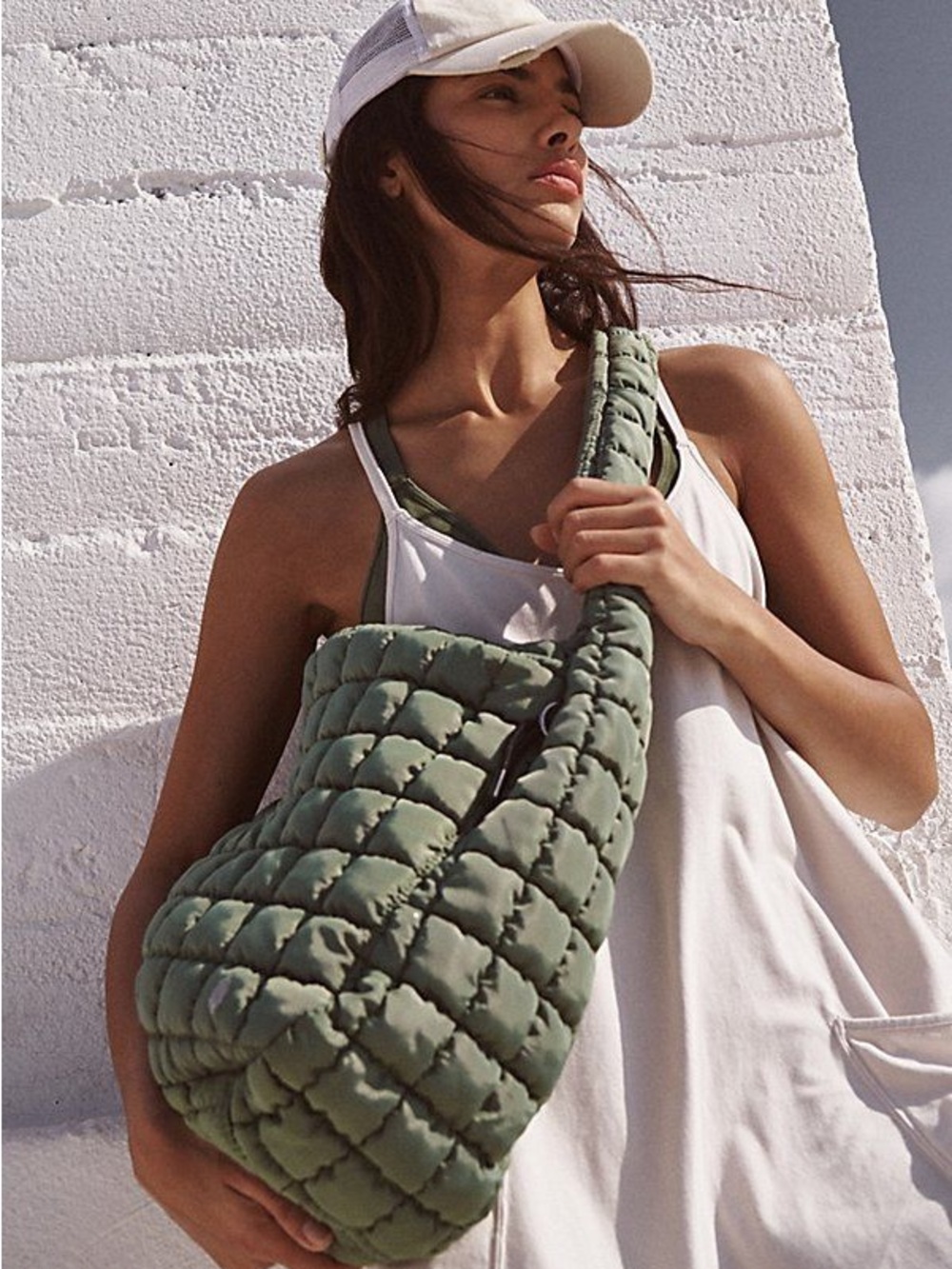 Free people quilted carryall- washed sage